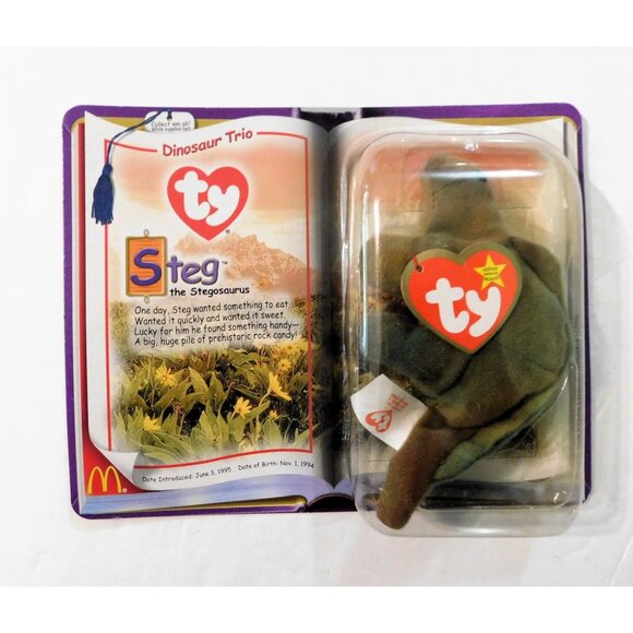 Ty McDonalds Teeny Beanie Babies 2000 Dinosaur Set Steg Rex - Picture 5 of 8